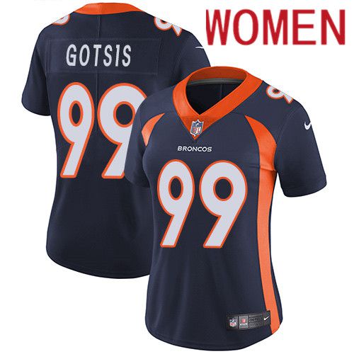 Women Denver Broncos #99 Adam Gotsis Navy Blue Nike Vapor Limited NFL Jersey->women nfl jersey->Women Jersey